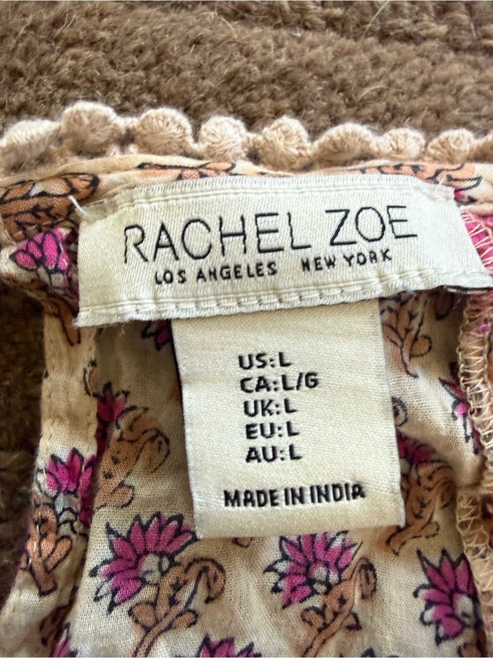Rachel Zoe Pink and Cream Floral Ruffle Crop Top - Picture 2 of 3
